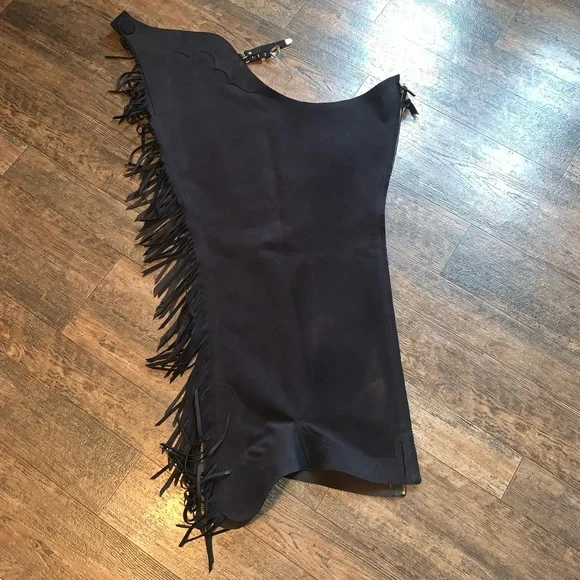 Like New Hobby Horse Black Ultrasuede Chaps Large Long - Picture 2 of 6